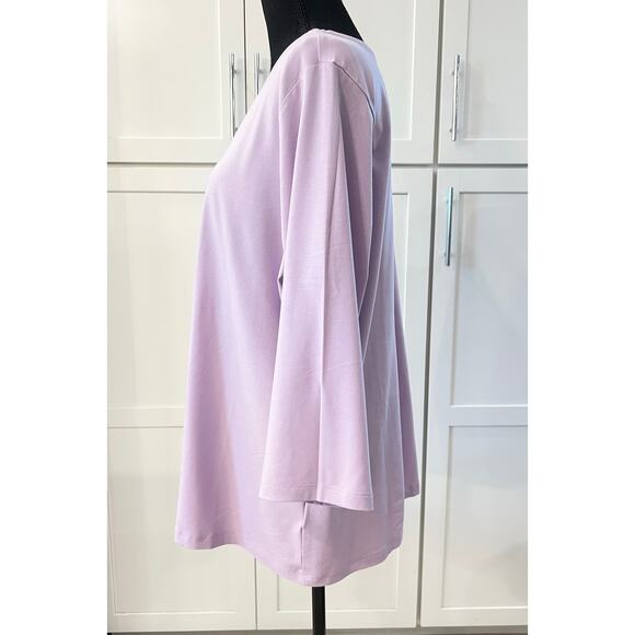 NEW Denim & Co. Essentials V-Neck 3/4 Sleeve Top Women's 1X Purple Tee D&Co. - Picture 6 of 6